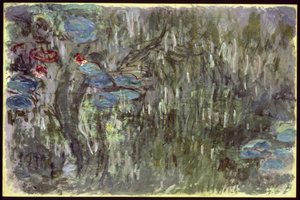 Lilie wodne z odbiciami wierzb, ok. 1920 autorstwa Claude Monet