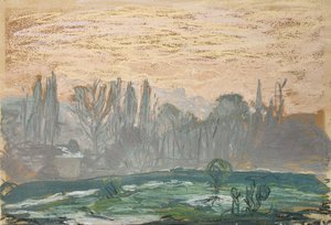 Zimowy krajobraz z wieczornym niebem autorstwa Claude Monet