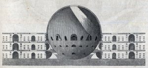 Przekrój planu cmentarza dla miasta Chaux autorstwa Claude Nicolas Ledoux (1736-1806).