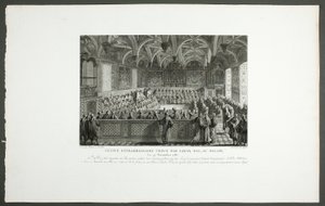 Specjalna sesja Ludwika XVI w pałacu, z serii Tableaux historiques de la Révolution française autorstwa Claude Niquet