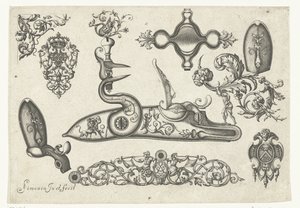 Dziesięć motywów Plusieurs piece et ornaments Darquebuzerie (tytuł serii) autorstwa Claude Simonin