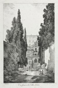 Widok na Villa dEste, Tivoli, 1817.