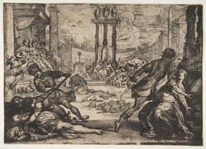 Masakra przez triumwirat, ok. godz. 1624. autorstwa Claude Vignon