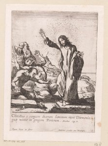 Chrystus odkupuje dwojga opętanych od demonów Miracula Domini Nostri Jesu Christi (tytuł serii) Cuda Chrystusa (tytuł serii) autorstwa Claude Vignon
