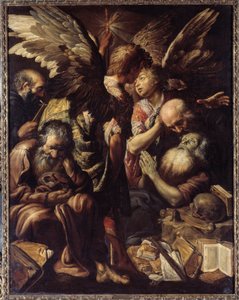 Śmierć św. Antoniego (św. Antoniego Wielkiego, 250/51-356) (lub św. Antoniego Pustelnika lub św. Antoniego Opata). Obraz (Vanite) Claude Vignon (1593-1670) autorstwa Claude Vignon