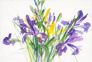 Irysy, 1999, (akwarela na papierze) autorstwa Claudia Hutchins Puechavy