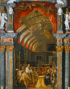 Adoracja Sagrada Forma przez Carlosa II, króla Hiszpanii ... autorstwa Claudio Coello