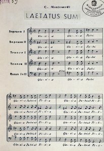 Partytura muzyczna Dixit dominus Monteverdi autorstwa Claudio Monteverdi