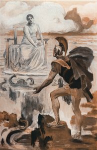 Achilles przywołuje swoją matkę Thetis. Ilustracja Clementa Gontiera (1876-1918) do „Iliady” Homere