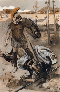 Śmierć Hectora: Hector zostaje zabity przez Achillesa. Ilustracja Clementa Gontiera (1876-1918) do „Iliady” Homere