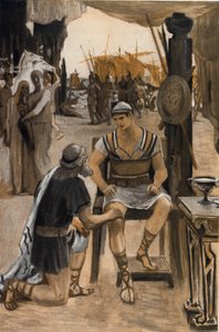 Priam Rachete ma Achillesa ciało swojego syna (Hectora). Ilustracja Clementa Gontiera (1876-1918) do „Iliady” Homere