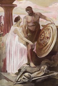 Tarcza Achillesa stworzona przez Wulkana. Ilustracja Clementa Gontiera (1876-1918) do „Iliady” Homere