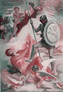Wenus została zraniona przez Diomede, próbując uratować swojego syna Enee. Ilustracja Clementa Gontiera (1876-1918) do „Iliady” Homere