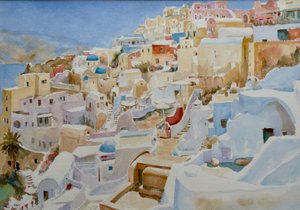 Santorini, Oia, 2019 (akwarela)