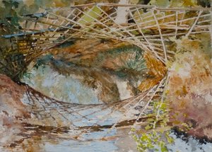 Most Zimorodka - jesienne kolory, 2010 (akwarela) autorstwa Clive Wilson