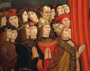 Szczegół Madonny Polecanych (tempera na panelu) autorstwa Cola da and Roma Giovanni Anotnio da Orte
