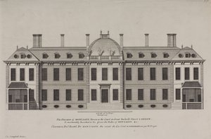 Elewacja Montague House na dwór Great Russell Street, Holborn, c.1725 (rycina)