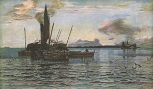 Targ śledziowy na morzu nad jeziorem Loch Fyne, Argyll, 1884, c1930.