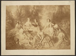 "Cesarzowa Eugenia w otoczeniu oczekujących dam" autorstwa Franza Xavera Winterhaltera autorstwa Comte Olympe Aguado