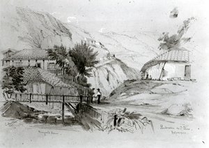 Dom Bergera, Valparaiso, 1834 (ołówek i wc na papierze) (zdjęcie bw)