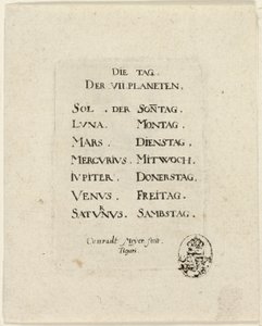 Strona tytułowa, z Der VII Planeten autorstwa Conrad Meyer