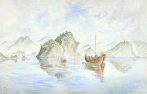 Nagasaki, Japonia: Wyspa Pappenberg (akwarela)