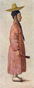 Koreański pan młody chłopiec w swoim oryginalnym kapeluszu (kolor litho) autorstwa Constance J.D. Coulson