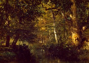 Zatoczka w lesie, Constant Troyon (1810-1865) autorstwa Constant Emile Troyon