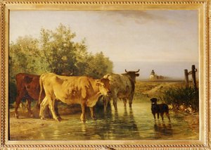 Stado przechodzące przez bramkę ... autorstwa Constant Emile Troyon