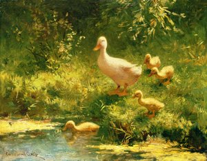 Matka z kaczkami (olej na płótnie)