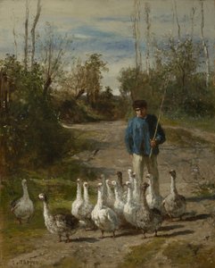 Gooseherd, ok. 1850-55 autorstwa Constant Emile Troyon