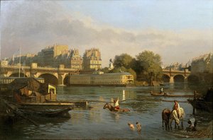 Pont Neuf i Ile de la Cite, Paryż ... autorstwa Constantin Emile Meunier