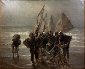Krewetki w Mariakerke autorstwa Constantin Emile Meunier
