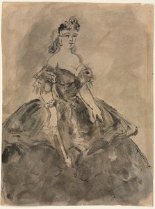 Na Ball recto, La femme à léventail, według Goya verso, XIX wiek. autorstwa Constantin Guys