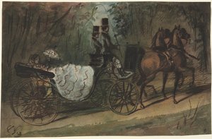 Przewóz w Bois de Boulogne, 1800. autorstwa Constantin Guys