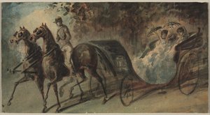 Przewóz w Bois de Boulogne, 1800. autorstwa Constantin Guys