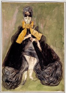 Kobieta z zielonym tłem Akwarela autorstwa Constantina Guys (1805-1892) XIX-wieczny Paryż, Musee Carnavalet autorstwa Constantin Guys