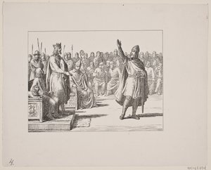 Ilustracja do Svenda Grundtviga, „Marsk Stig: duńska pieśń ludowa z XIII wieku”, 1861 autorstwa Constantin Hansen