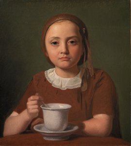 Portret małej dziewczynki, Elise Købke, z kubkiem przed sobą, 1850