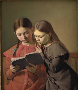 Siostry artysty Signe i Henriette czytają książkę