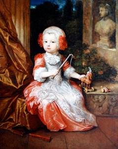 Portret chłopca w łososiowej sukience (olej na płótnie)