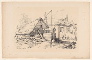 Gospodarstwo ze studnią Krajobraz (tytuł serii) autorstwa Constantinus Cornelis Huysmans