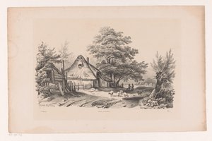 Wiejska droga z gospodarstwem Krajobraz (tytuł serii) autorstwa Constantinus Cornelis Huysmans