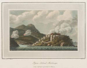 Wyspa Gołębi na Martynice. Litografia (56,6x43,4 cm) autorstwa wielebnego Coopera Willyamsa (1762-1816).
