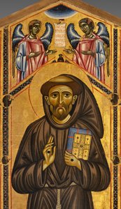 Bardi Ołtarz św. Franciszka i dwadzieścia historii jego życia, Kaplica Bardi, Szczegół świętego i aniołów