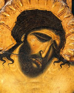 Twarz cierpiącego Jezusa, fragment Krucyfiksu autorstwa Coppo di Marcovaldo (ok. 1220-po 1276)