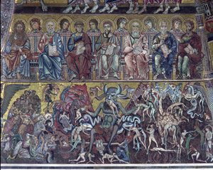 Piekło, fragment Sądu Ostatecznego ze sklepienia nad absydą, mozaika 1225