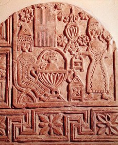 Stela przedstawiająca kąpiel Dzieciątka Jezus autorstwa Coptic Coptic