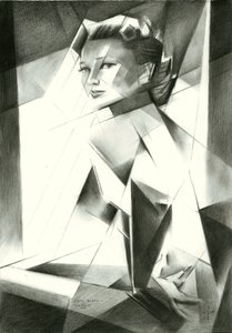 Portret kobiety z fasetami autorstwa Corné Akkers