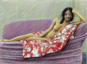 Portret aktu w pozycji leżącej